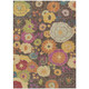 9' X 12' Chocolate Gold And Pink Floral Washable Indoor Outdoor Area Rug