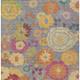 9' X 12' Gray Gold And Pink Floral Washable Indoor Outdoor Area Rug