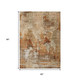 5' X 8' Copper Rust And Beige Abstract Washable Indoor Outdoor Area Rug