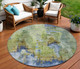 8' Green Blue And Brown Round Abstract Washable Indoor Outdoor Area Rug