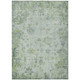 9' X 12' Artichoke Green And Blue Floral Washable Indoor Outdoor Area Rug