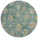 8' Artichoke Green Beige And Tan Round Floral Washable Indoor Outdoor Area Rug