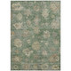 9' X 12' Fern Green And Beige Floral Washable Indoor Outdoor Area Rug