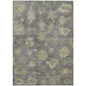 10' X 14' Pewter Gold And Beige Floral Washable Indoor Outdoor Area Rug