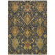 5' X 8' Charcoal Gold And Copper Ikat Washable Indoor Outdoor Area Rug