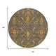8' Chocolate Gold And Burgundy Round Ikat Washable Indoor Outdoor Area Rug