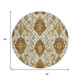8' Ivory Brown And Gold Round Ikat Washable Indoor Outdoor Area Rug