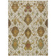 9' X 12' Ivory Brown And Gold Ikat Washable Indoor Outdoor Area Rug
