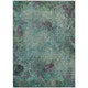 3' X 5' Teal Blue And Purple Abstract Washable Indoor Outdoor Area Rug