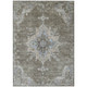 5' X 8' Brown Beige And Blue Medallion Washable Indoor Outdoor Area Rug