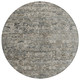 8' Pewter And Silver Round Ikat Washable Indoor Outdoor Area Rug