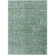 5' X 8' Teal Blue And Ivory Ikat Washable Indoor Outdoor Area Rug