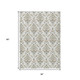 3' X 5' Ivory Copper And Gray Damask Washable Indoor Outdoor Area Rug