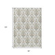 8' X 10' Ivory Copper And Gray Damask Washable Indoor Outdoor Area Rug