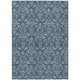 3' X 5' Navy Blue Wheat And Ivory Damask Washable Indoor Outdoor Area Rug