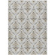 9' X 12' Silver Blue And Gray Damask Washable Indoor Outdoor Area Rug