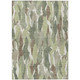 9' X 12' Fern Green Tan And Ivory Striped Washable Indoor Outdoor Area Rug