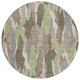 8' Coffee Fern Green And Khaki Round Striped Washable Indoor Outdoor Area Rug