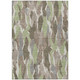 9' X 12' Coffee Fern Green And Khaki Striped Washable Indoor Outdoor Area Rug