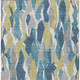 10' X 14' Teal Blue Yellow And Ivory Striped Washable Indoor Outdoor Area Rug