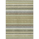 8' X 10' Artichoke Green Pewter And Ivory Striped Washable Indoor Outdoor Area Rug