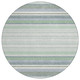 8' Mint Green And Ivory Round Striped Washable Indoor Outdoor Area Rug