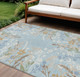 8' X 10' Sky Blue Ivory And Brown Floral Washable Indoor Outdoor Area Rug