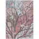 9' X 12' Blush Blue And Brown Botanical Leaves Washable Indoor Outdoor Area Rug