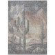 8' X 10' Taupe Coral And Sage Cactus Washable Indoor Outdoor Area Rug