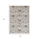 5' X 8' Cream And Blue Floral Medallion Area Rug