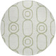 8' Artichoke Green And Ivory Round Geometric Washable Indoor Outdoor Area Rug