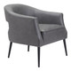 27" Gray And Gold Faux Leather And Upholstered Arm Chair