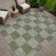 9' X 12' Olive Green And Gray Geometric Washable Indoor Outdoor Area Rug