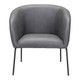 28" Gray And Black Faux Leather And Upholstered Club Chair
