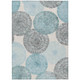 3' X 5' Teal Blue Ivory And Gray Abstract Washable Indoor Outdoor Area Rug