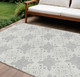 10' X 14' Gray And Ivory Quatrefoil Washable Indoor Outdoor Area Rug