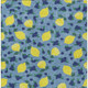 3' X 5' Denim Blue Yellow And Green Lemons Washable Indoor Outdoor Area Rug