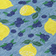 10' X 14' Denim Blue Yellow And Green Lemons Washable Indoor Outdoor Area Rug