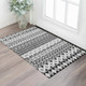 3' X 5' Black And Ivory Ikat Washable Area Rug With UV Protection