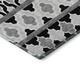 8' Black And Ivory Ikat Washable Round Rug With UV Protection