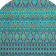 8' Teal And Gold Ikat Washable Round Rug With UV Protection