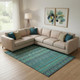 8' X 10' Teal And Gold Ikat Washable Area Rug With UV Protection