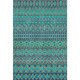 10' X 14' Teal And Gold Ikat Washable Area Rug With UV Protection