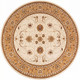 5' Beige and Ivory Round Oriental Power Loom Area Rug