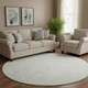 8' Ivory And Beige Polka Dot Washable Round Rug With UV Protection