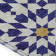 5' X 8' Navy Blue Ivory And Gold Geometric Washable Area Rug With UV Protection