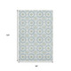 8' X 10' Sky Blue Ivory And Green Geometric Washable Area Rug With UV Protection