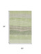3' X 5' Artichoke Green And Taupe Striped Washable Area Rug With UV Protection