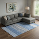 10' X 14' Blue And Gray Striped Washable Area Rug With UV Protection