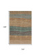 9' X 12' Terra Cotta Gray And Beige Striped Washable Area Rug With UV Protection